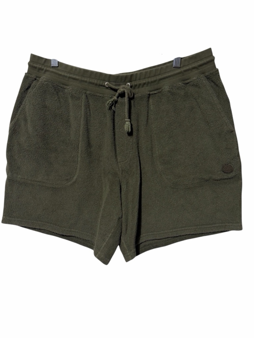 Outerknown Olive Green Terry Cloth Shorts with Drawstring